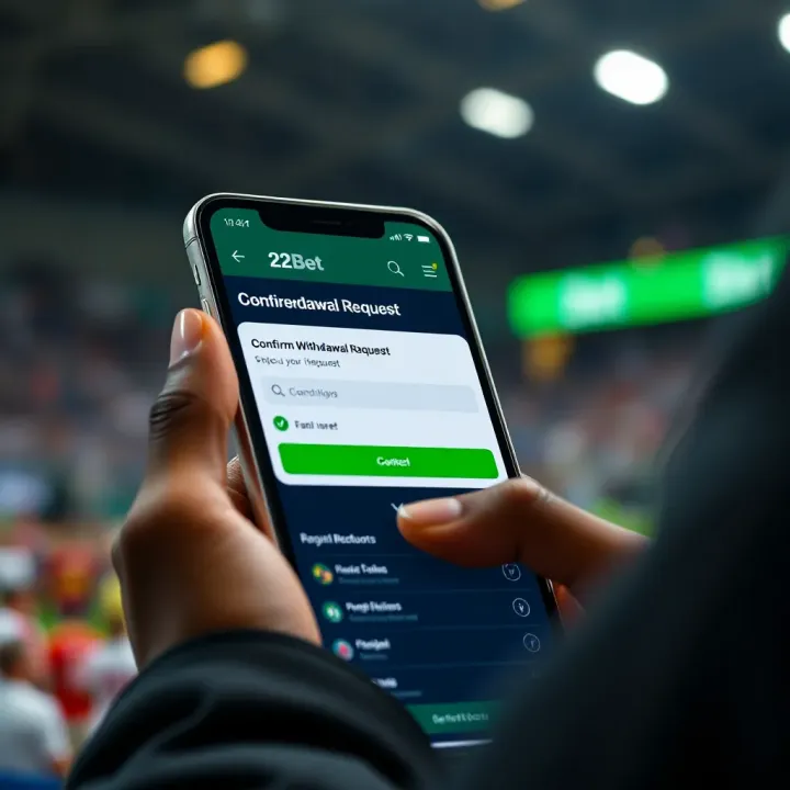 User confirming withdrawal request on 22Bet app interface