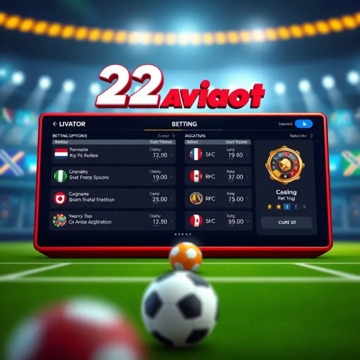 Graphical representation of 22Bet Aviator game interface showing betting options and gameplay mechanics
